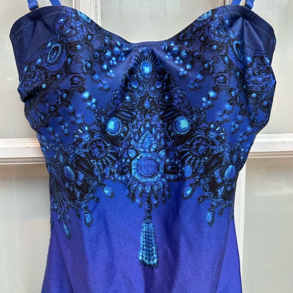 Gottex Blue Jewel Sultan Bandeau One Piece Swimsuit Women’s Size 8 US NWT - Picture 3 of 12